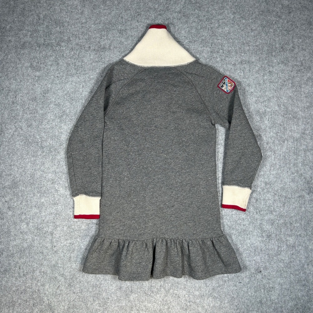 Ralph Lauren dress Girls 6 Gray Shawl Collar Fleece Ruffle Hem Ski Patch Preppy - Picture 10 of 13